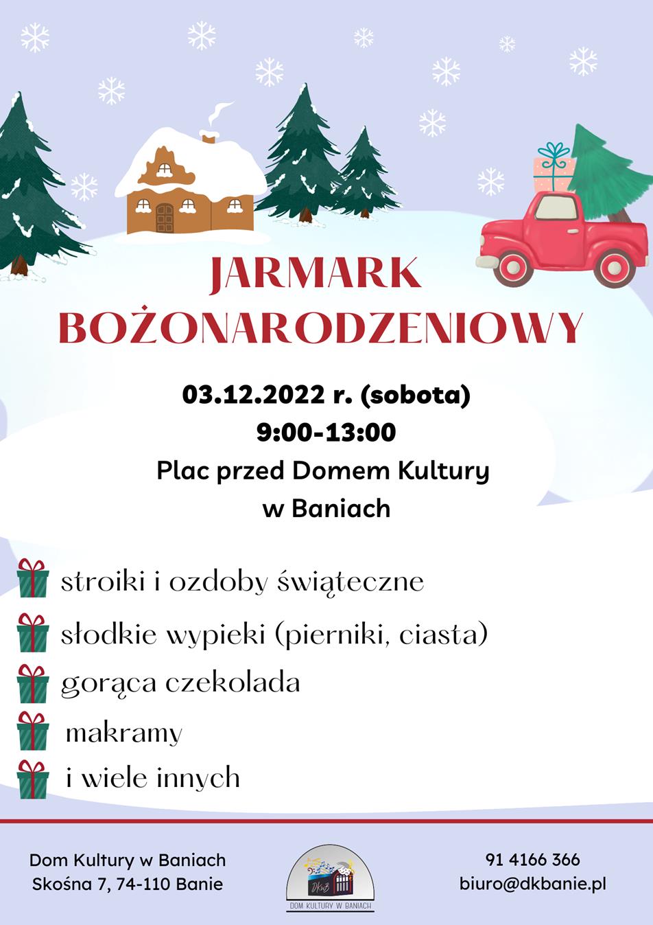 Plakat zapraszający na Jarmark Bożonarodzeniowy